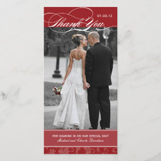 Maroon Red Thank You Photo Card (4x8)