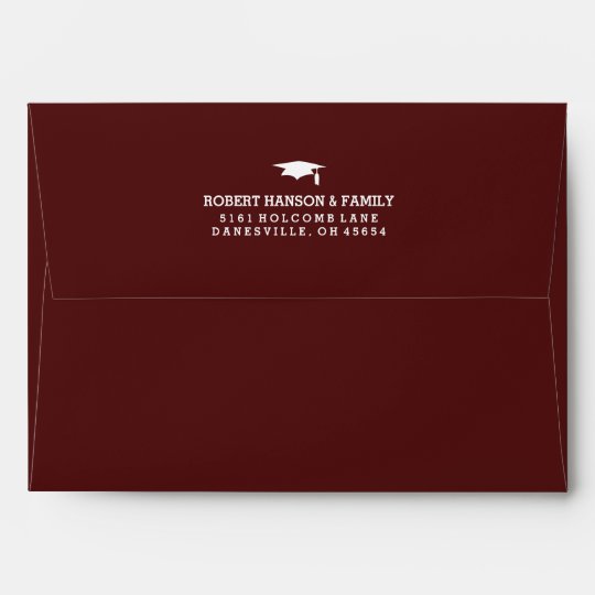 Maroon Red & White 5x7 Graduation Invite Envelope