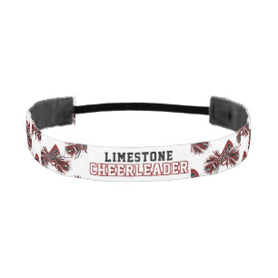 Maroon Red, White and Black Cheerleader Athletic Headband