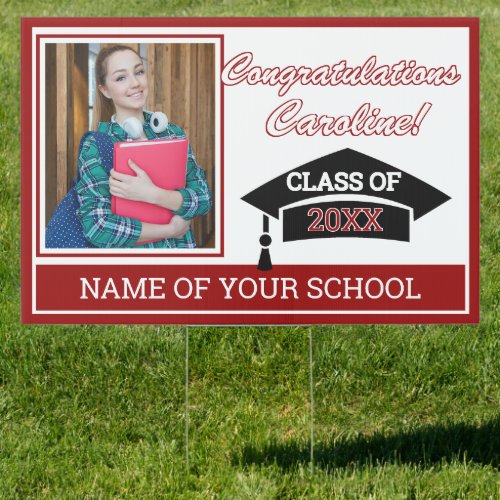 Maroon Red White Black Congratulations Grad Sign