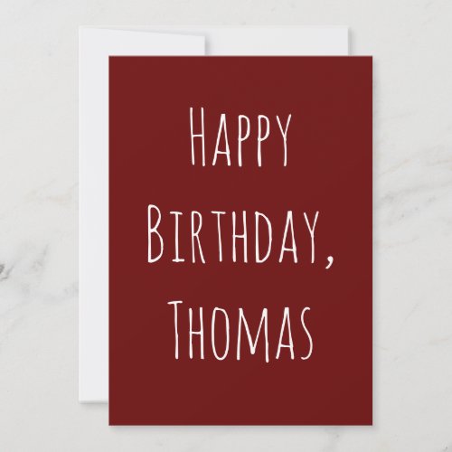Maroon Red  White Happy Birthday Greeting Card