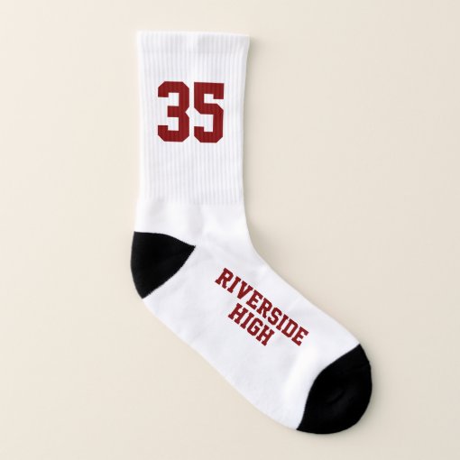 maroon red white team spirit girls volleyball socks Zazzle