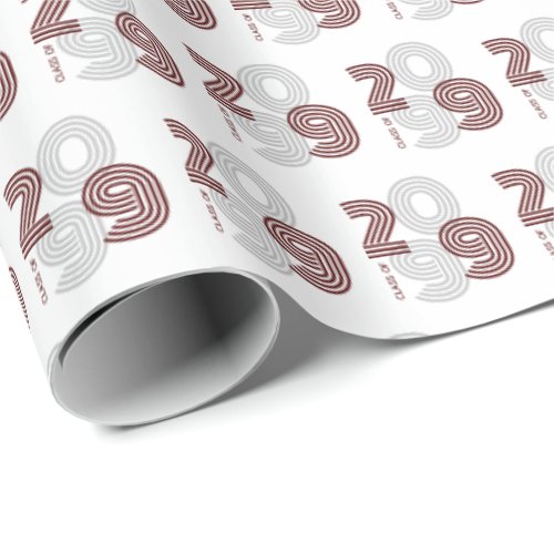 Maroon Retro Big Numbers Class of Wrapping Paper