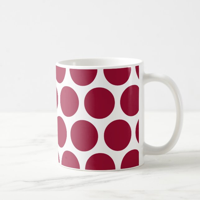 Maroon Retro Colorful Modern Polka Dots Coffee Mug (Right)