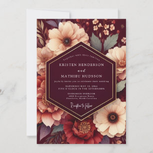 Maroon Rich Floral Wedding Invitation