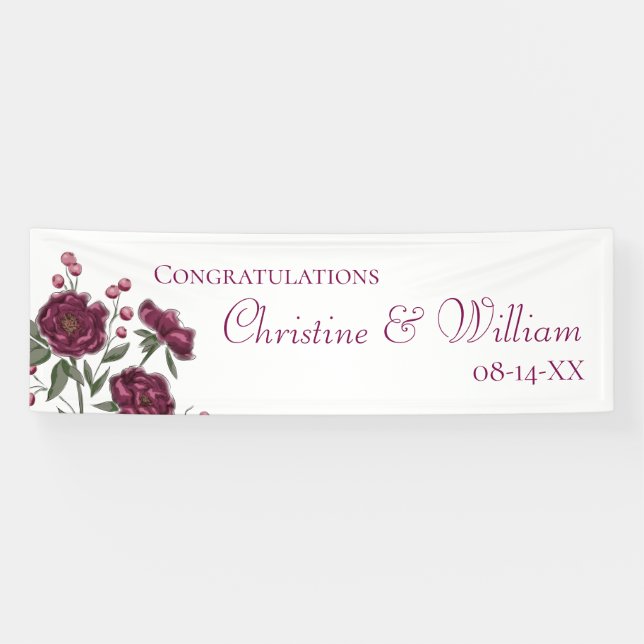 Maroon Rose Wedding Banner (Horizontal)