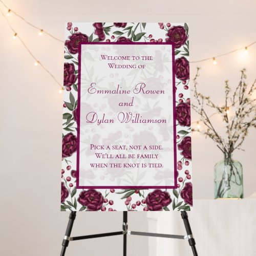 Maroon Rose Wedding Ceremony Sign