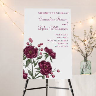 Maroon Rose Wedding Ceremony Sign
