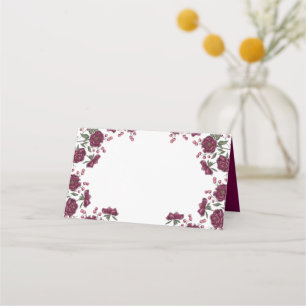 Maroon Rose Wedding Place Card