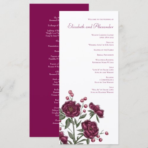 Maroon Rose Wedding Programs