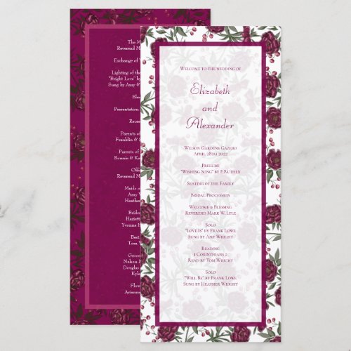 Maroon Rose Wedding Programs