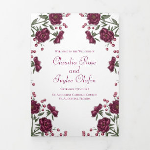 Maroon Rose Wedding Programs