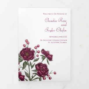 Maroon Rose Wedding Programs