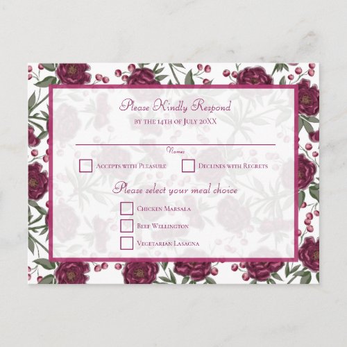 Maroon Rose Wedding RSVP