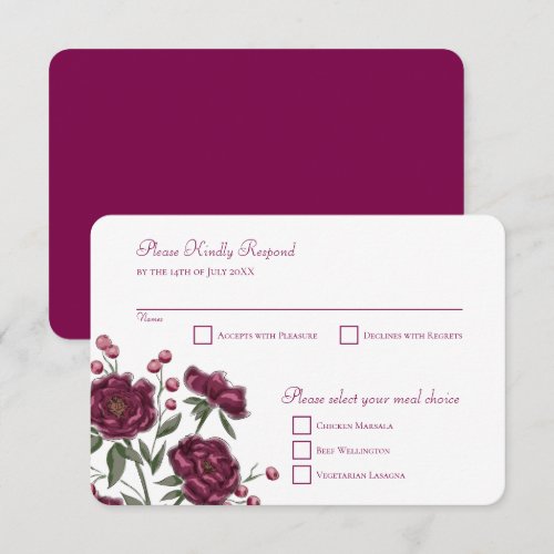 Maroon Rose Wedding RSVP Reply