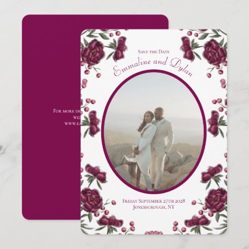 Maroon Rose Wedding Save the Date