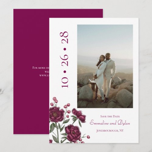 Maroon Rose Wedding Save the Date