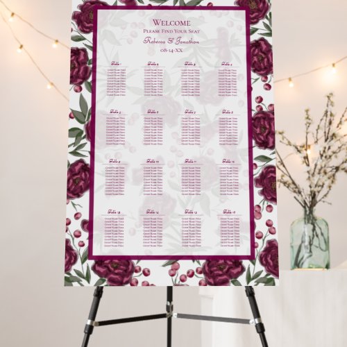 Maroon Rose Wedding Seating Chart