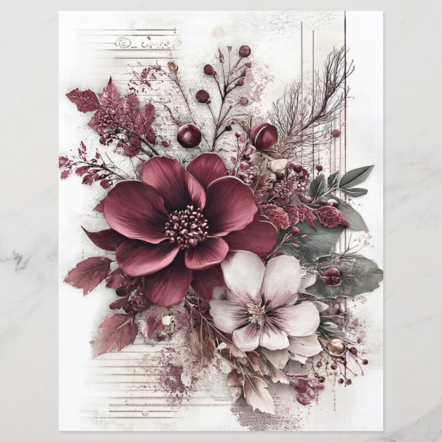 Maroon roses scrap-booking paper (Back)