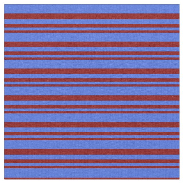 Maroon & Royal Blue Lines Fabric (Close Up)