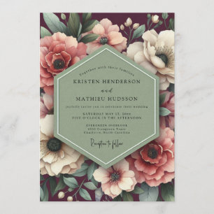 Maroon Sage Still Life Wedding Invitation