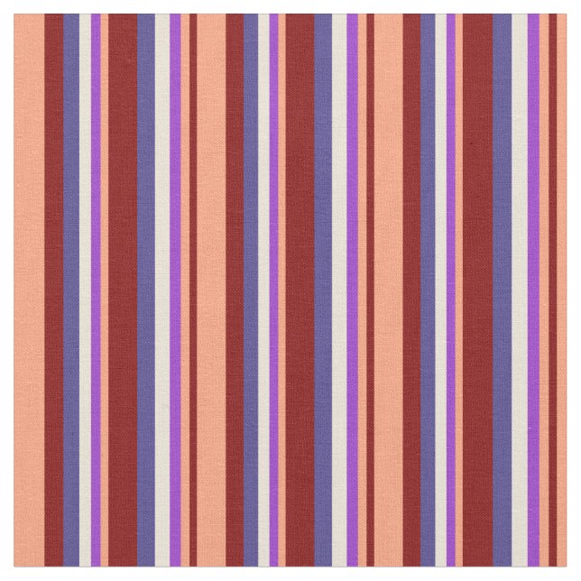 Maroon, Salmon, Dark Orchid, Bisque & Slate Blue Fabric (Close Up)
