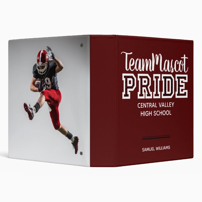 Maroon School Pride Mascot Name 3 Ring Binder (Background)