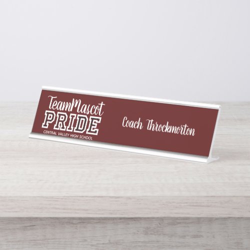 Maroon School Pride Mascot Name Desk Name Plate