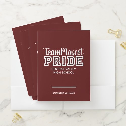 Maroon School Pride Mascot Name Pocket Folder