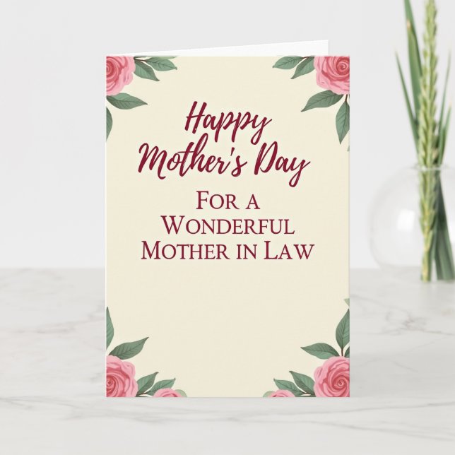 Maroon Script Mothers Day Card (Front)