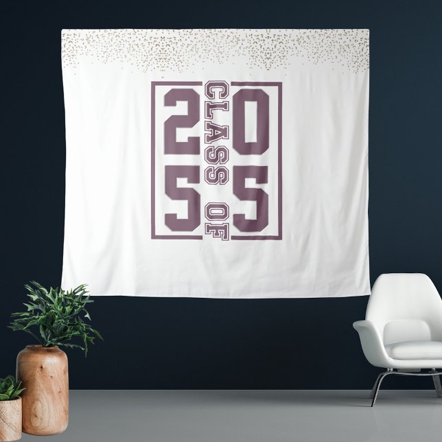 Maroon Silver Graduation Class of Sport Typography Tapestry (Creator Uploaded)