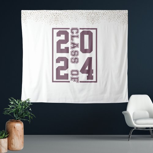 Maroon Silver Graduation Class of Sport Typography Tapestry