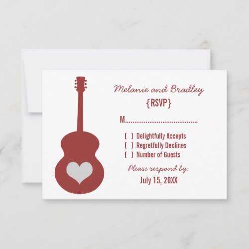 MaroonSilver Guitar Heart Response Card