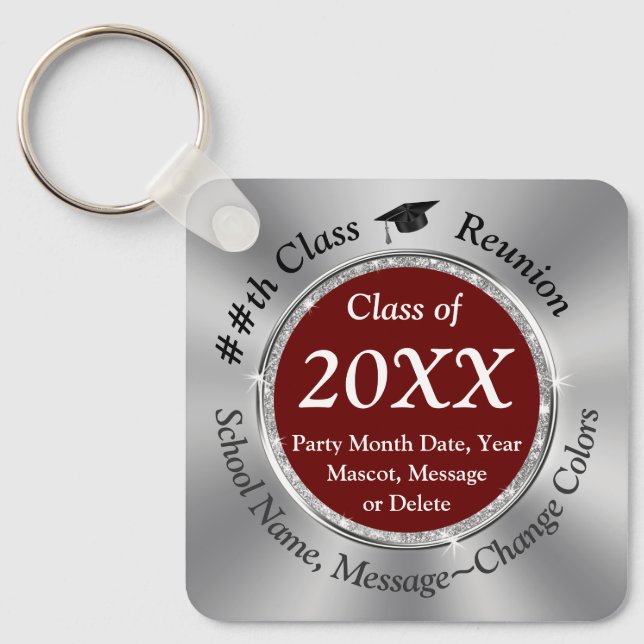 Maroon, Silver, High School Reunion Souvenirs,  Keychain (Front)