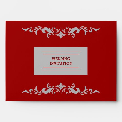 Maroon  Silver Sketch Wedding Envelope