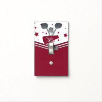Maroon Silver Stars Cheer Cheer-leading Girls Light Switch Cover
