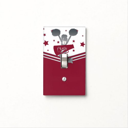 Maroon Silver Stars Cheer Cheer_leading Girls Light Switch Cover