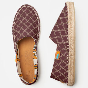 Maroon Simple Diamond Pattern Abstract Geometric Espadrilles