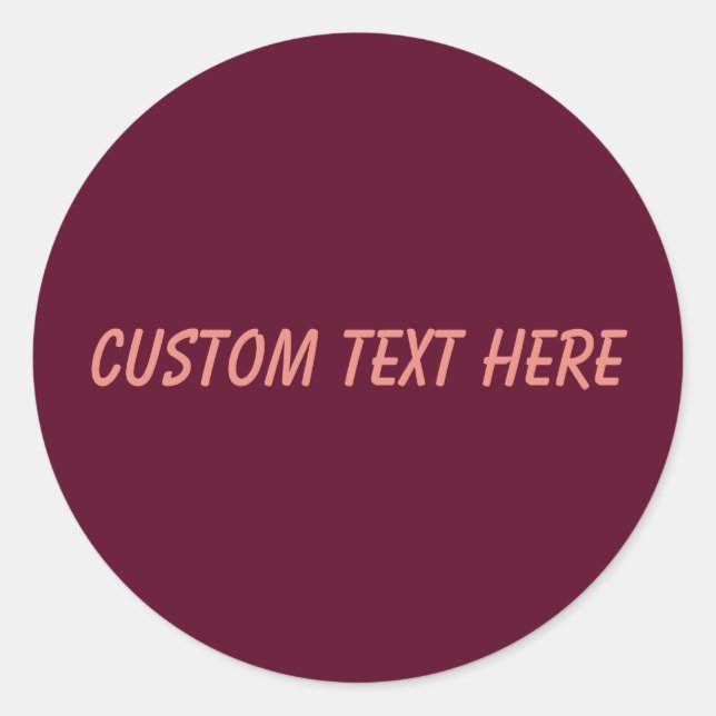 Maroon simple minimalist classic round sticker (Front)