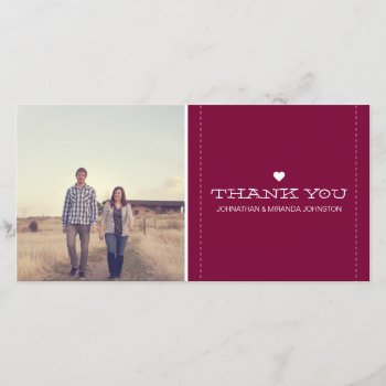 Maroon Simply Chic Photo Wedding Thank You Cards by AllyJCat at Zazzle