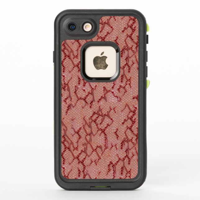 Maroon Snake Skin Pattern LifeProof iPhone Case (Back)