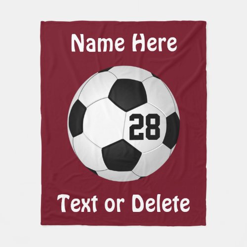 Maroon Soccer Throw Blanket PERSONALIZED