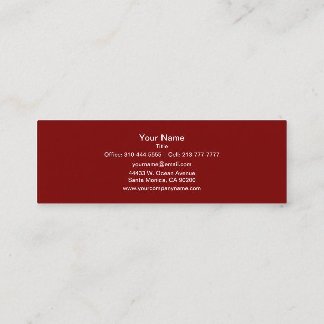 Maroon Solid Color Mini Business Card (Back)