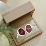 Maroon Solid Color Stylized Monogram Cufflinks<br><div class="desc">A pair of sterling silver plated, round cufflinks for the fashionable man to match his outfit that feature a trendy, maroon color along with his name printed in white, upper case letters and superimposed with white, stylized initials. Personalize your cufflinks by editing and replacing name and initials as desired. A...</div>