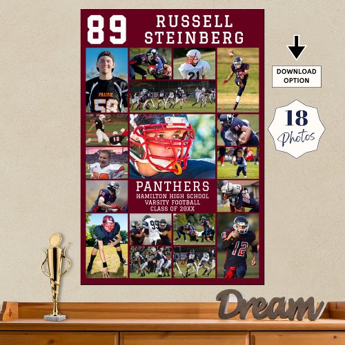 Maroon Sports Senior Graduation 18 Photo Collage