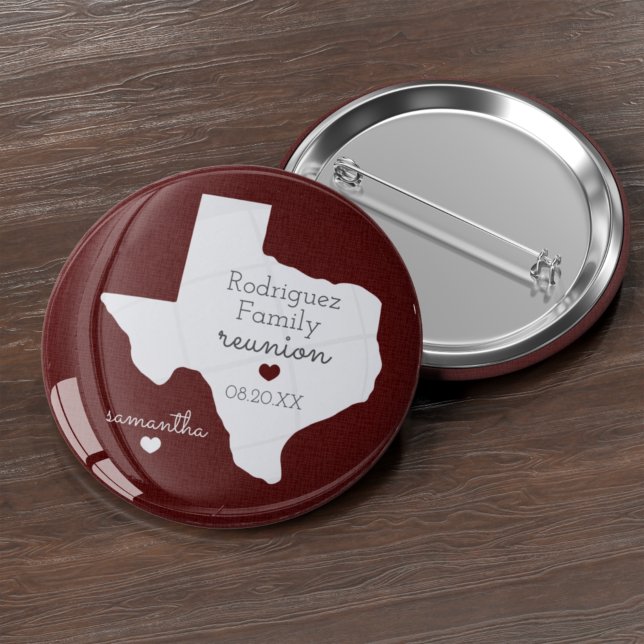 Maroon State of Texas Family Reunion Button (Creator Uploaded)
