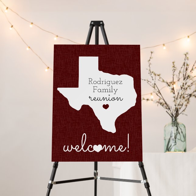 Maroon State of Texas Family Reunion Foam Board (In Situ (Stand))