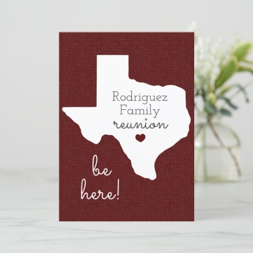 Maroon State of Texas Family Reunion Invitation