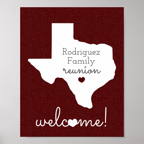 Maroon State of Texas Family Reunion Poster