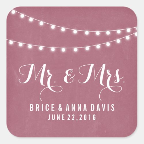 Maroon Summer String Light Wedding Stickers